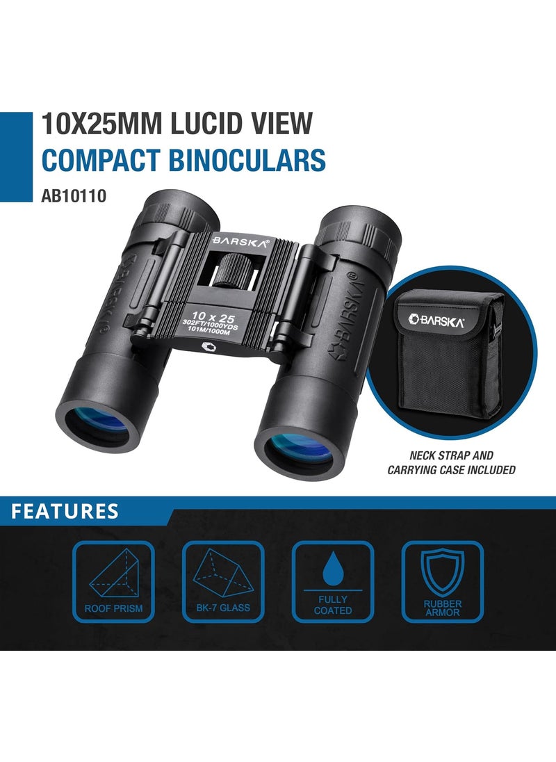 BARSKA Barska Lucid View 10x25 Classic Compact Binoculars for Outdoor Travel Hunting Hiking Events  - Image 5