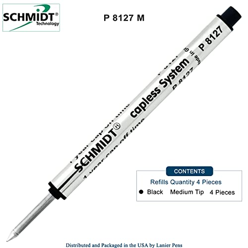 Schmidt 4 Pack - Schmidt P8127 Short Capless Rollerball - Black Ink - Image 2