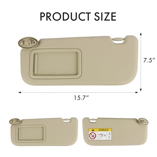 PEVAST [2014-2022 Toyota Vios/Yaris/Yarisativ Sedan/Hatch] Sun Visor Set Driver Left - OEM 74320-BZC61-E0 & 74310-BZC71-E0 - Direct Fit Replacement (Yaris 14-22 Left) - Image 3