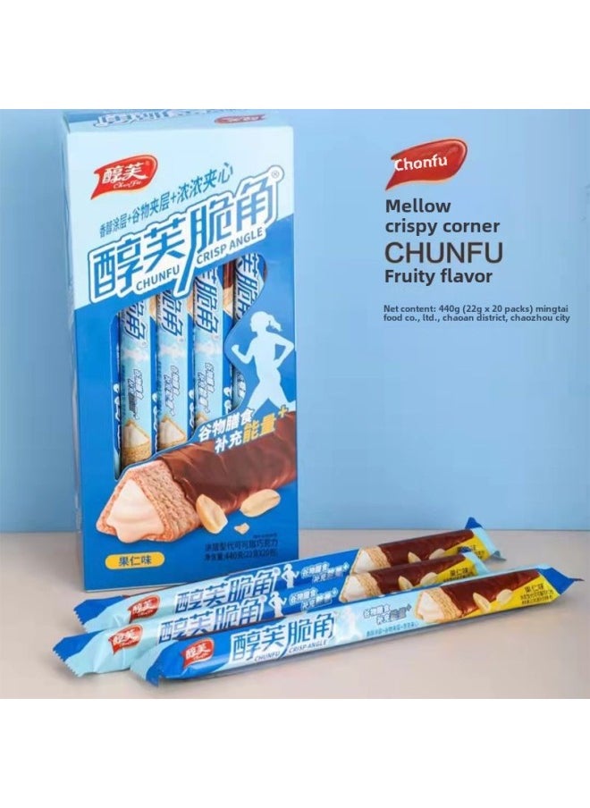Generic - Internet Red Mool Crisp Corner Triangle Crisp Sandwich Chocolate Milk Oat Crisp Chocolate Bar Long Strip Coating None-Specifications:Chocolate + Nut Flavor , 2 Boxes Of ** Mellow Crispy Corners (40 Pieces)-Color:Default Items - Image 1