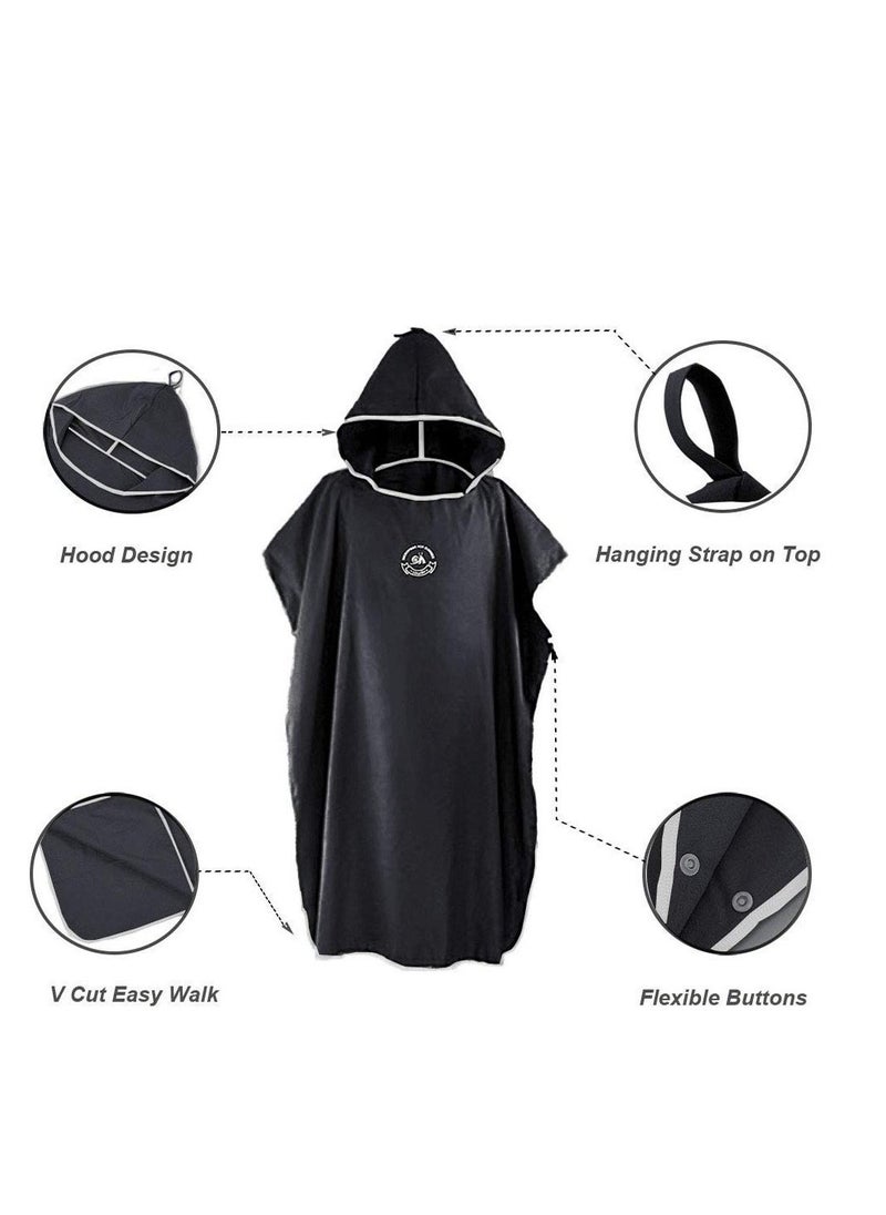 Microfiber Surf Poncho, Wetsuit Changing Bath Robe, Beach Change Cloak Dive Quick Dry Pool Swim Beach Towel with Hood for Adults - Image 4