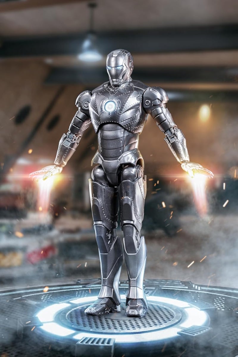 Marvel 1:10 Scale Iron Man Mark 2 Action Figure with Light, Grey
