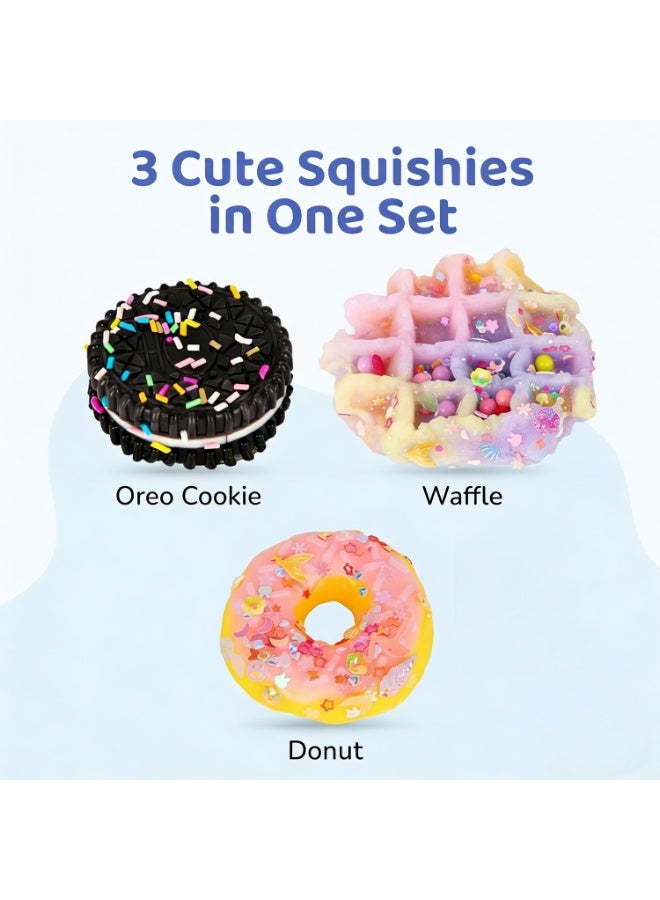 Winray 3 Pack Squishy Dessert Fidget Toys for Kids Adults, Super Soft Cookie, Donut, Waffle Stress Relief Toys - Image 2