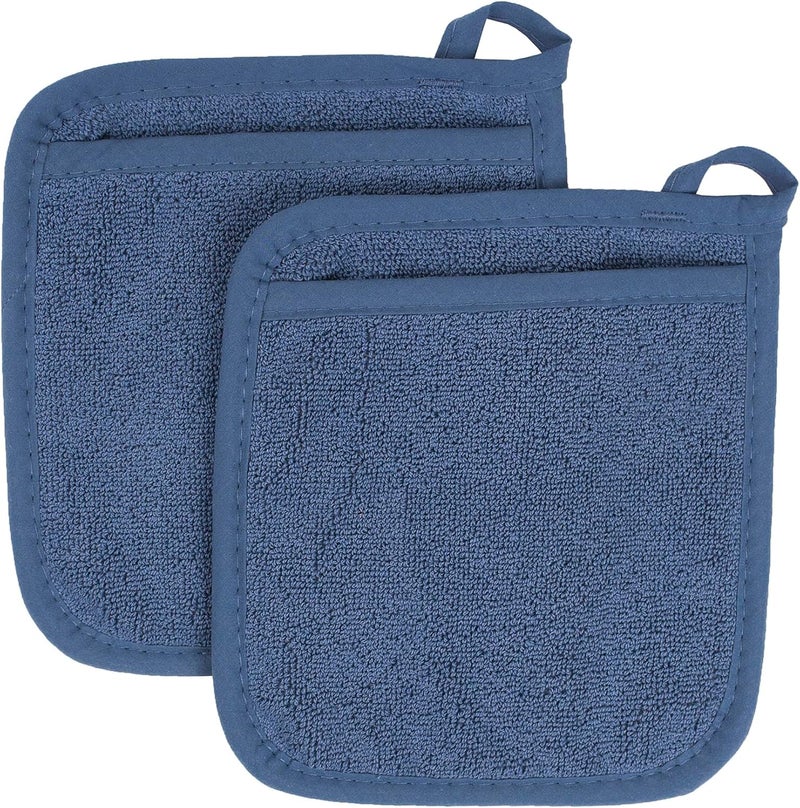 Ritz Terry Pocket Mitt & Hot Pad: Unparalleled Heat Resistant, Durable 100% Cotton – Ergonomically Designed for Optimal Grip – Easy-Care Machine Washable – 2-Pack, Federal Blue - Image 1