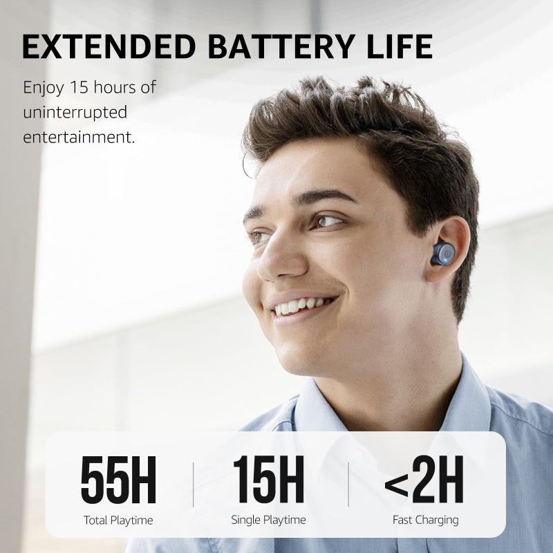 TOZO T10 (Ergonomic Edition) Wireless Earbuds Bluetooth 5.3 Headphones, App Customize EQ, Ergonomic Design, 55H Playtime, Wireless Charging Case, IPX8 Waterproof Sound in-Ear Headset, 2024 New Version - Image 3
