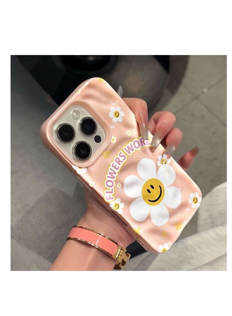 NIBEMINENT Daisy Smiles Protective TPU Case Cover For iPhone 16 Plus, Pink