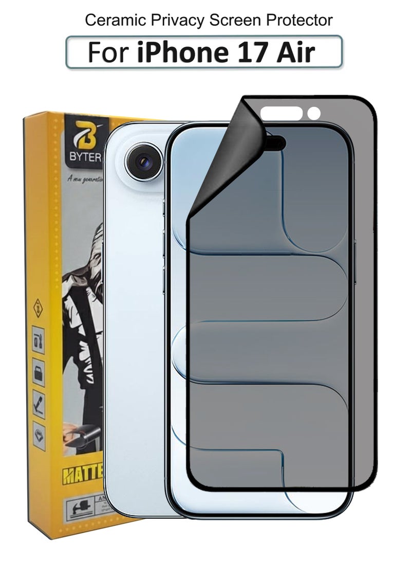 BYTER Apple iPhone 17 Air Matte Ceramic Privacy Screen Protector – Premium Edge to Edge Anti Spy Privacy Ceramic Film, Delicate Touch, Anti-Explosion, Smooth Arc Edge, Easy Installation - Image 1