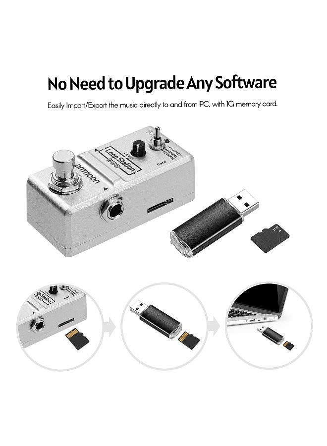 ammoon Loop Station Mini Guitar Looper Effect Pedal 10 Minutes Recording Time 3 Working Modes True Bypass Full Metal Shell With 1Gb Memory Card  - Image 1