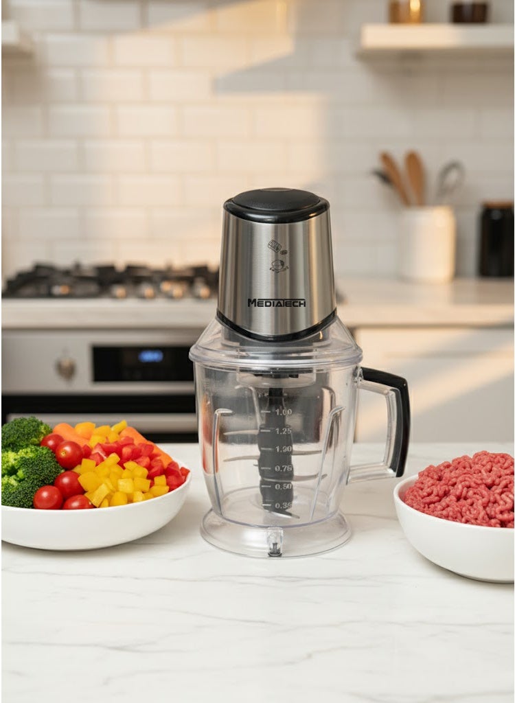 Mediatech Steel CUTChopper, 700 Watt,Copper Motor, 1.5 Liters Capacity Bowl ,6  Durable Stainless Steel Blades- MTCR45 - Image 2