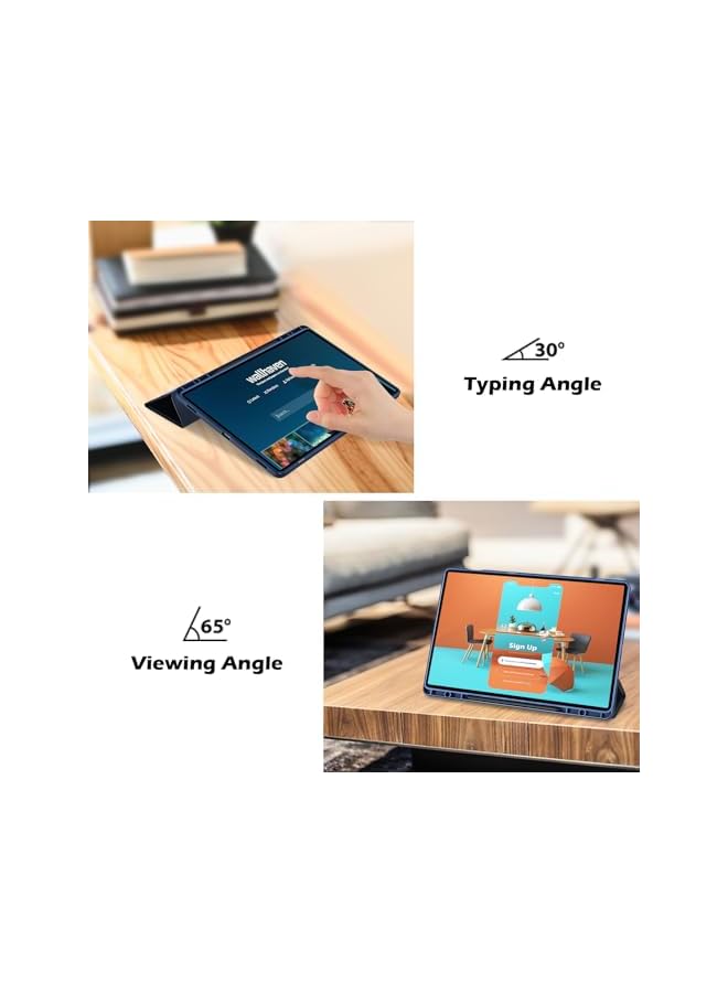 Procases For Galaxy Tab S9 Fe 5G 10.9 Inch Tab S9 Case 11 Inch 2023 Slim Stand Hard Back Shell Protective Smart Cover Case For Galaxy Tab S9 Fe S9 Tablet Sm X510 X710 Navy - Image 3