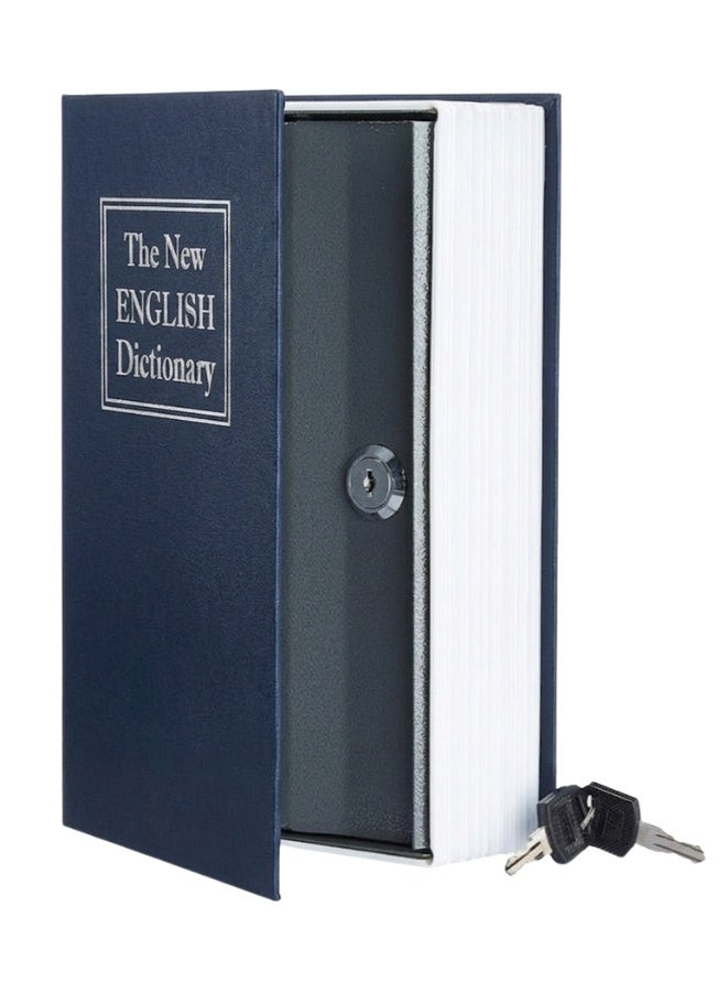 Book Safe with Key 24 x 15.5 x 5.5 cm Portable MediumSafe Great for Traveling Storing Money Jewelry and Passports- Navy Blue - Image 1
