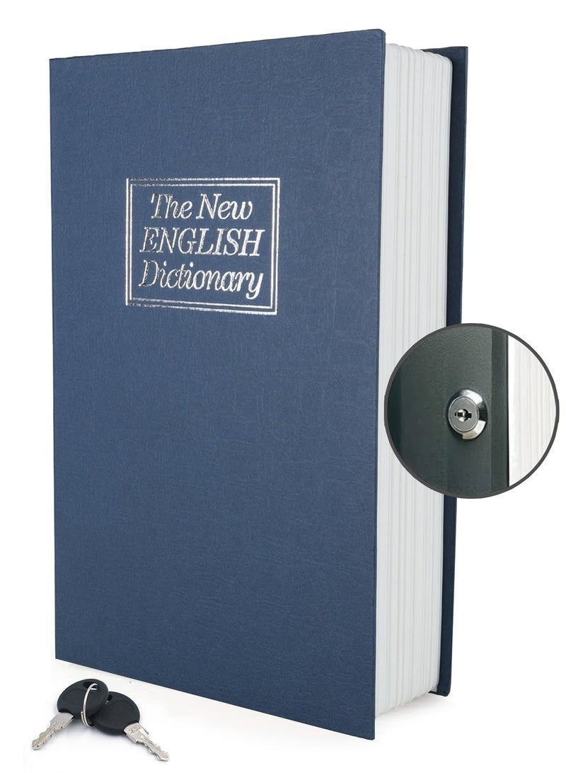Book Safe with Key 24 x 15.5 x 5.5 cm Portable MediumSafe Great for Traveling Storing Money Jewelry and Passports- Navy Blue - Image 2