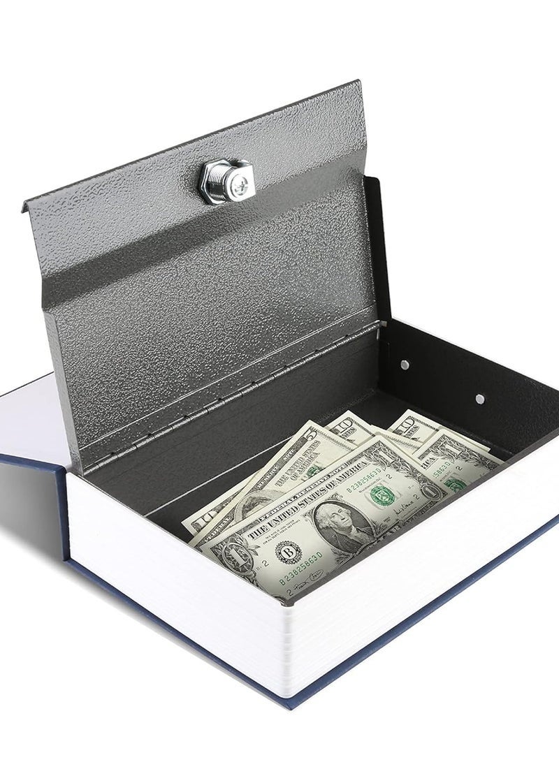 Book Safe with Key 24 x 15.5 x 5.5 cm Portable MediumSafe Great for Traveling Storing Money Jewelry and Passports- Navy Blue - Image 5
