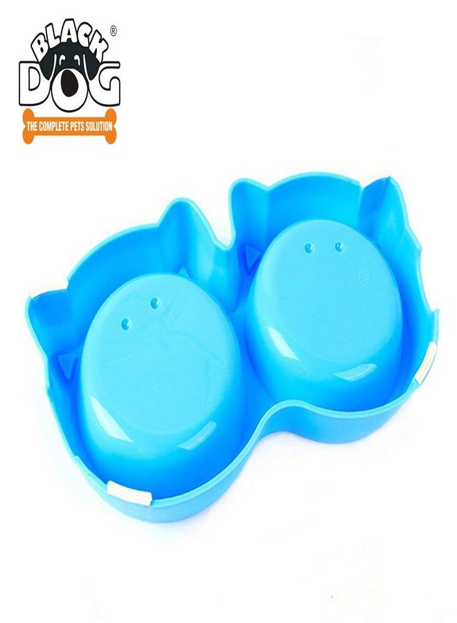 BLACK DOG Pets Bowl Plastic Cat Face Pet Double Bowl Non-Toxic Environmentally Friendly Kitten/Cats/All Breeds Puppies and Small Breeds Dogs Double Bowl - 1 Piece Color May Vary - Image 3