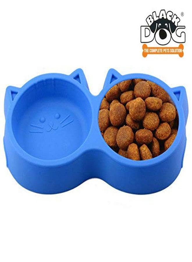 BLACK DOG Pets Bowl Plastic Cat Face Pet Double Bowl Non-Toxic Environmentally Friendly Kitten/Cats/All Breeds Puppies and Small Breeds Dogs Double Bowl - 1 Piece Color May Vary - Image 2