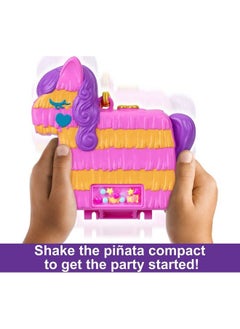 Polly Pocket Compact Playset Pinata Party With 2 Micro Dolls & Accessories Travel Toys With Surprise Reveals  - Image 4