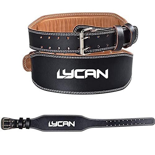 Lycan 100% Leather Weight Lifting Belt - 4 Inches Wide Padded Gym Belt for Men and Women - Back Support for Weightlifting- Ensures Comfort and Protection (M) - Image 1