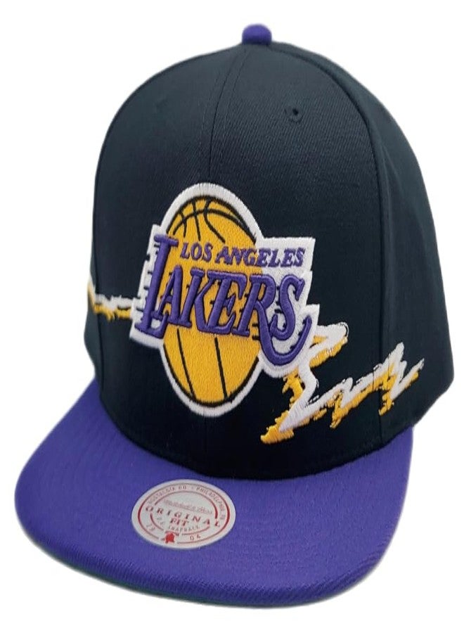 Mitchell & Ness Los Angeles Lakers New NBA Life Line Black Purple Era Snapback Hat Cap - Image 2