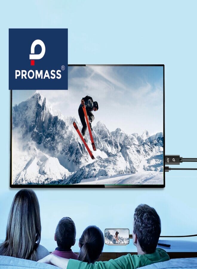 Promass Type-C To HDMI 4K/2K UHD Graphics Video Converter Cable With Smart Power Charge Black - Image 3