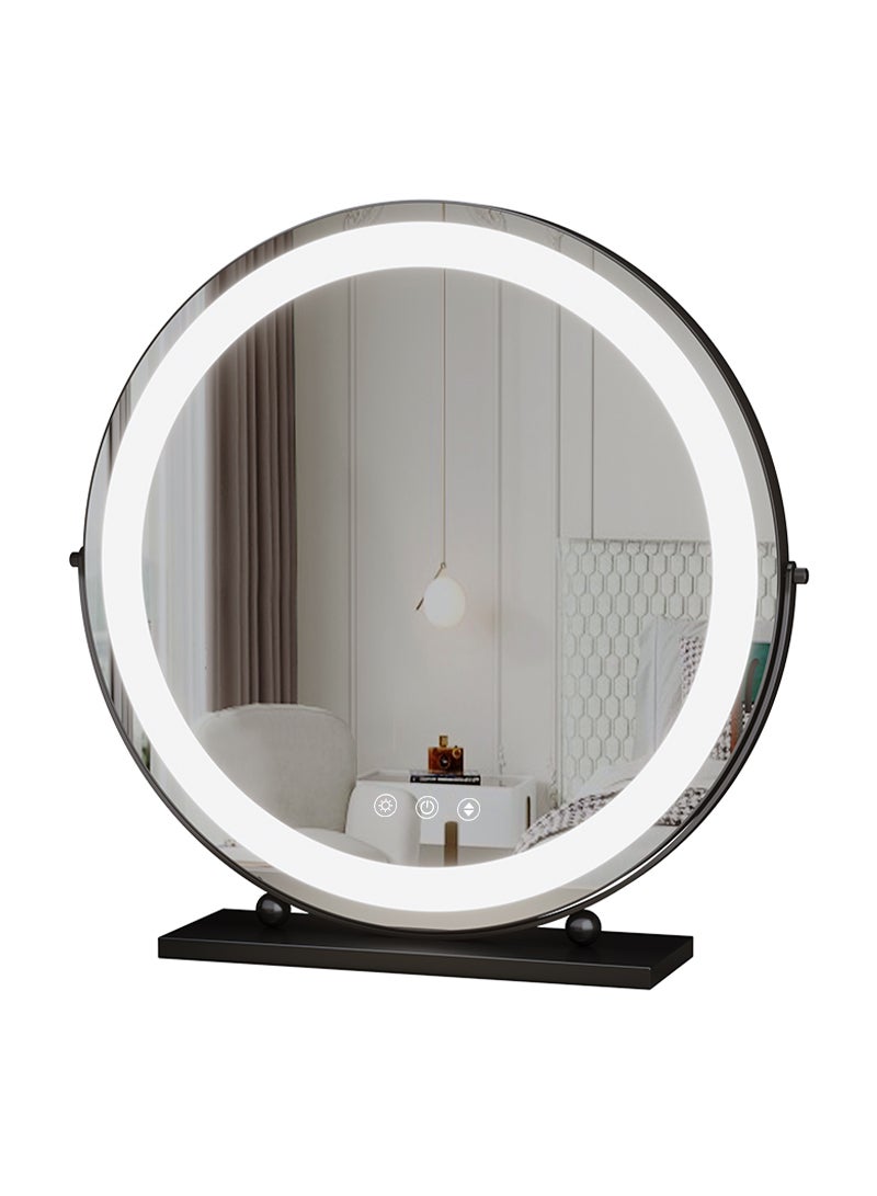 إي تي جي مرآة مكياج كبيرة مع أضواء، مرآة مكياج LED مستديرة، مرآة مكياج مضيئة مع أضواء لطاولة غرفة النوم، تحكم ذكي باللمس 3 ألوان قابلة للتعتيم، دوران 360 درجة (50 سم) - Image 1