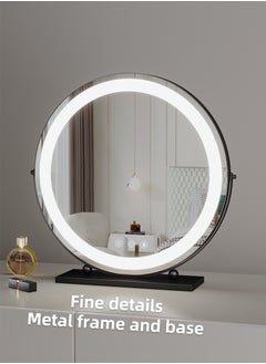 ETG Large Vanity Mirror with Lights, Round LED Makeup Mirror, Light Up Mirror Makeup Mirror with Lights for Bedroom Tabletop, Smart Touch Control 3 Colors Dimmable, 360° Rotation（50cm）  - Image 1