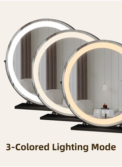 ETG Large Vanity Mirror with Lights, Round LED Makeup Mirror, Light Up Mirror Makeup Mirror with Lights for Bedroom Tabletop, Smart Touch Control 3 Colors Dimmable, 360° Rotation（50cm）  - Image 3