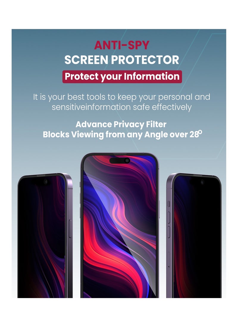 Moxedo Moxedo Ultra Shield Tempered Glass Screen Protector Privacy 9H Hardness Full Coverage Anti-Spy Protection with Auto-Align Easy Applicator Compatible For iPhone 14 Pro 6.1 inch  - Image 4