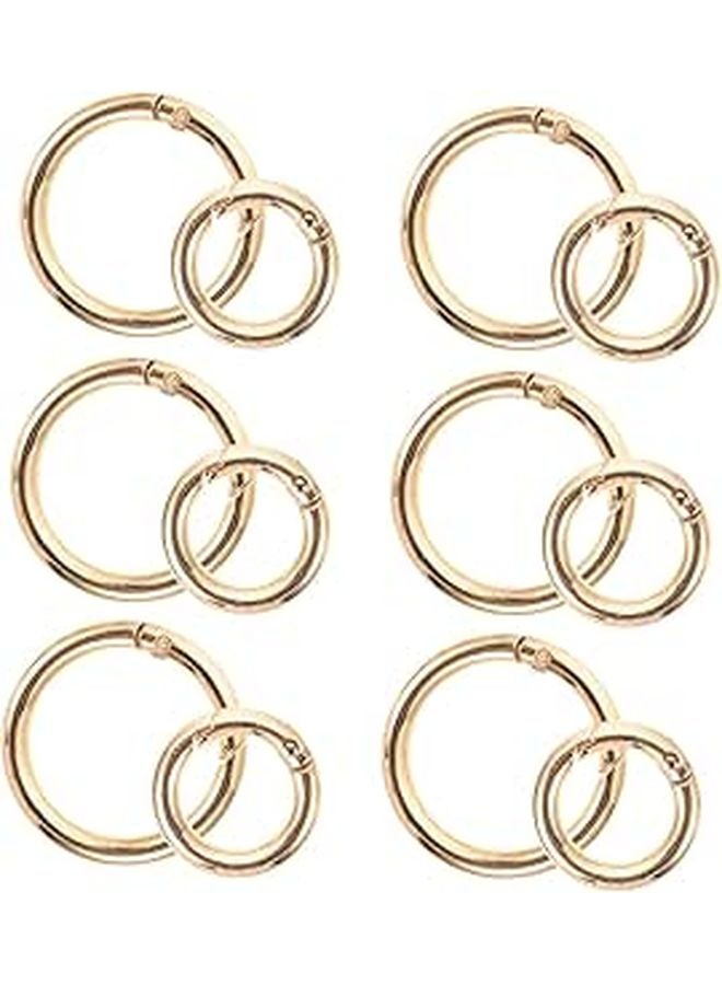 12Pcs Spring Keychain Rings Round Carabiner Bag Buckles DIY Accessories - Image 1