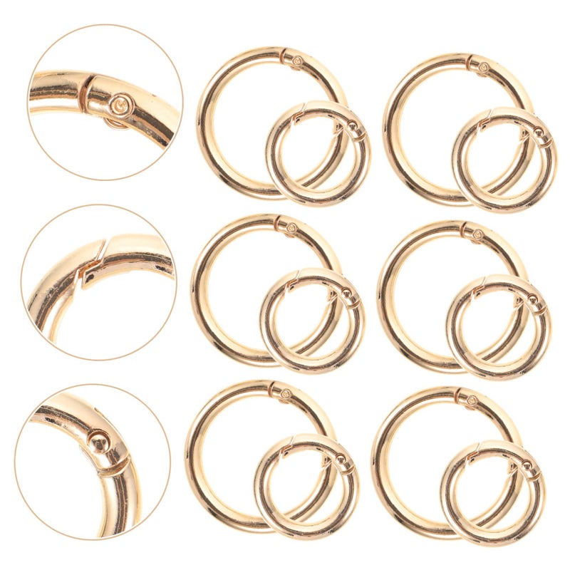 12Pcs Spring Keychain Rings Round Carabiner Bag Buckles DIY Accessories - Image 5