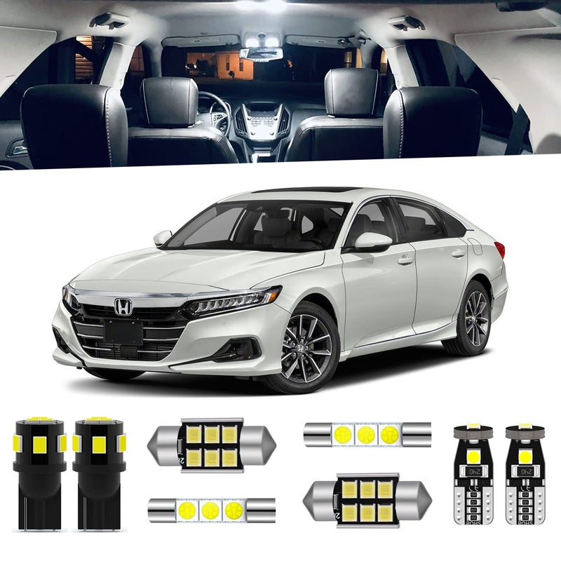 ENDPAGE 14-Pieces Accord LED Interior Light Kit for Honda Accord 2013 2014 2015 2016 2017 2018 2019 2020 2021 2022 White 6000K Interior LED Lighting Package + License Plate Lights, Install Tool - Image 1