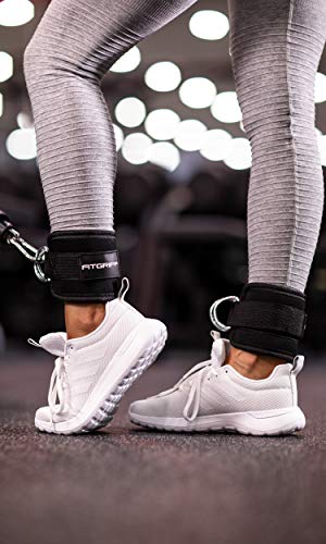 Fitgriff Ankle Straps V1 for Cable Machine 2 Pieces Gym Workout Equipment Leg Pulley Attachment Kickback Straps Black - Image 3