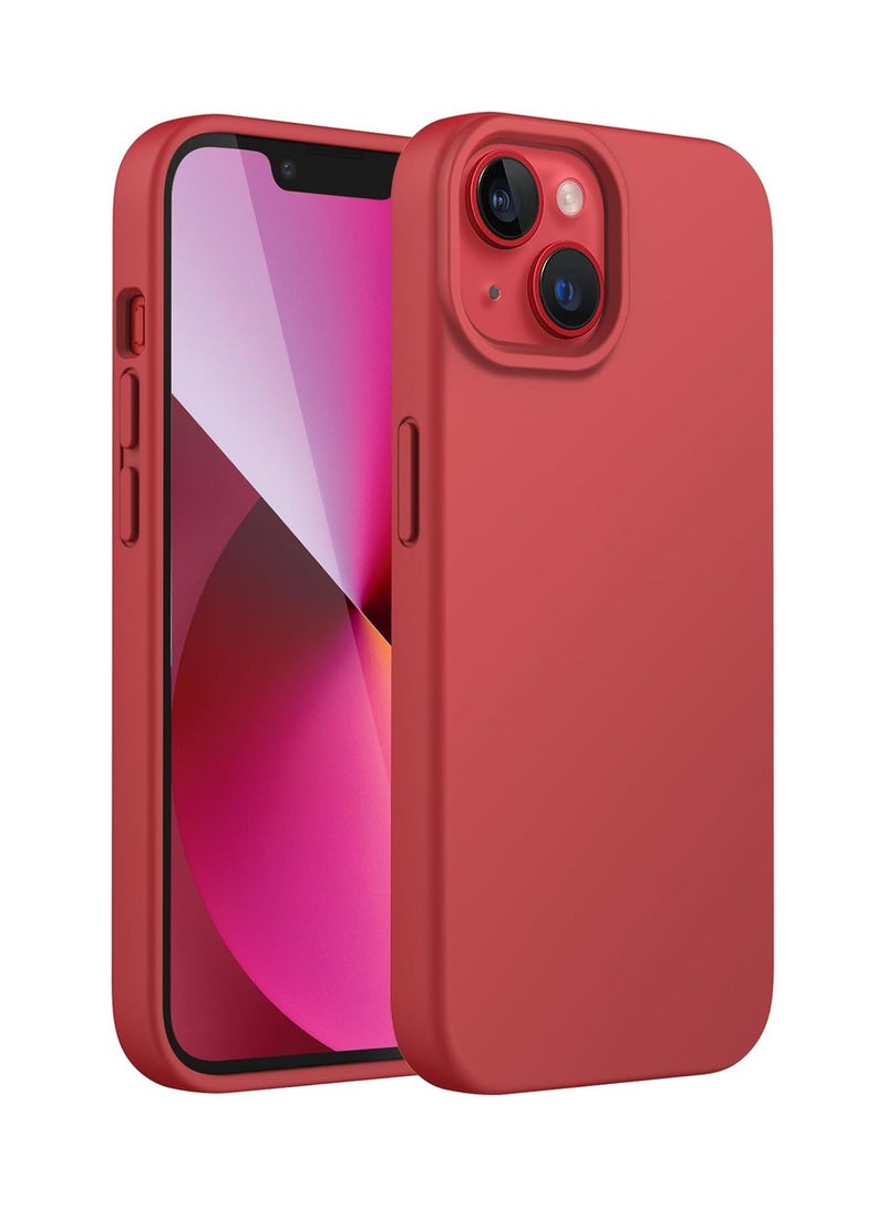 أكاليكس جراب سيليكون متوافق مع iPhone 13 وiPhone 14، سيليكون سائل رفيع، طبقات من المطاط الهلامي الناعم المقاوم للصدمات، جراب حماية للهاتف مع بطانة TPU متوافق مع iPhone 13 وiPhone 14 (أحمر) - Image 1