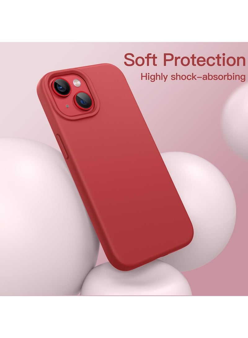 أكاليكس جراب سيليكون متوافق مع iPhone 13 وiPhone 14، سيليكون سائل رفيع، طبقات من المطاط الهلامي الناعم المقاوم للصدمات، جراب حماية للهاتف مع بطانة TPU متوافق مع iPhone 13 وiPhone 14 (أحمر) - Image 4