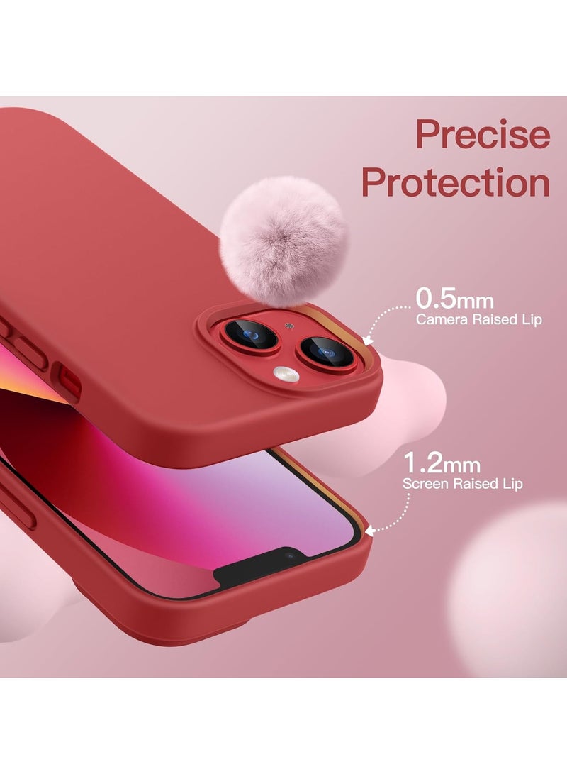 أكاليكس جراب سيليكون متوافق مع iPhone 13 وiPhone 14، سيليكون سائل رفيع، طبقات من المطاط الهلامي الناعم المقاوم للصدمات، جراب حماية للهاتف مع بطانة TPU متوافق مع iPhone 13 وiPhone 14 (أحمر) - Image 3