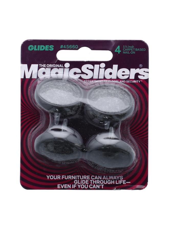 Magic Sliders 4-Piece Carpet Based Nail-On Glides Black and Grey 1-1/4inch 45660