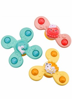 Baby Cup Spinner Toy with Suction Cup 3 Pack Baby Bath Toys Spinner Toys Cartoon Spinning Suction Toys Lovely Gift for Baby and Children