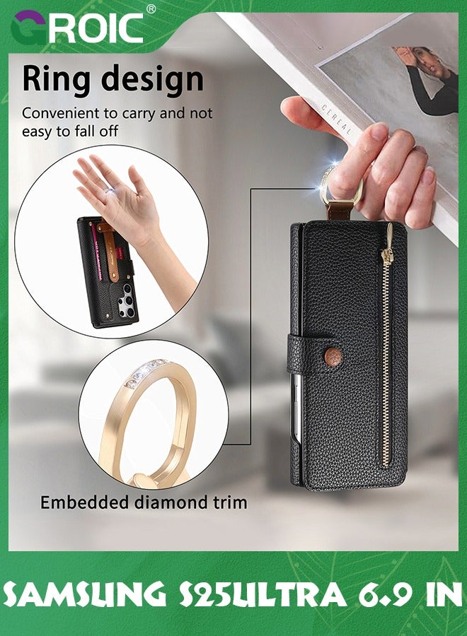 GROIC متوافق مع حافظة آيفون 14 برو ماكس، حافظة هاتف بمحفظة، غطاء مزود بفتحة للبطاقة، غطاء حامل بطاقة معصم من جلد البولي يوريثان، غطاء هاتف بحامل قابل للتعديل لهاتف آيفون 14 برو ماكس 6.7 بوصة - بني - Image 3