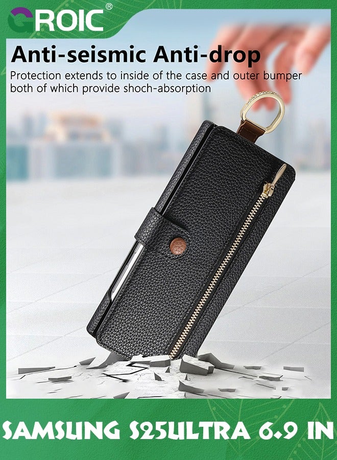 GROIC متوافق مع حافظة آيفون 14 برو ماكس، حافظة هاتف بمحفظة، غطاء مزود بفتحة للبطاقة، غطاء حامل بطاقة معصم من جلد البولي يوريثان، غطاء هاتف بحامل قابل للتعديل لهاتف آيفون 14 برو ماكس 6.7 بوصة - بني - Image 5