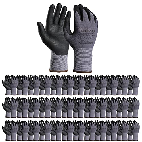 LOCCEF Safety Work Gloves MicroFoam Nitrile Coated36 PairsSeamless Knit Nylon GlovesHome ImprovementMicroFoam Gloves 36 Pairs 7S
