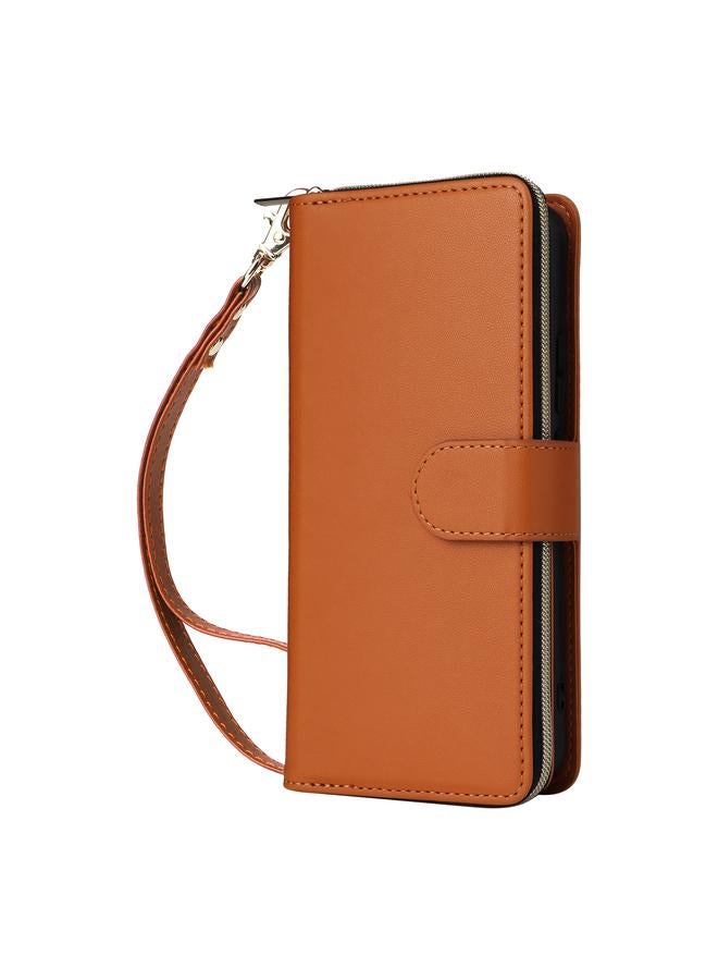 اس-توب جراب لهاتف Samsung Galaxy S22+ 5G مزود بتسع فتحات للبطاقات وحقيبة محفظة بسحاب وحافظة جلدية للهاتف - Image 2