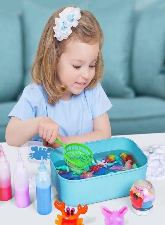 Diy Magic Water Toys – Magic Water 3D Marine Life DIY Kit, 9 Pieces, 4 Glass Jars of Gel, 4 Molds and 1 Sachets of Powder  - Image 4
