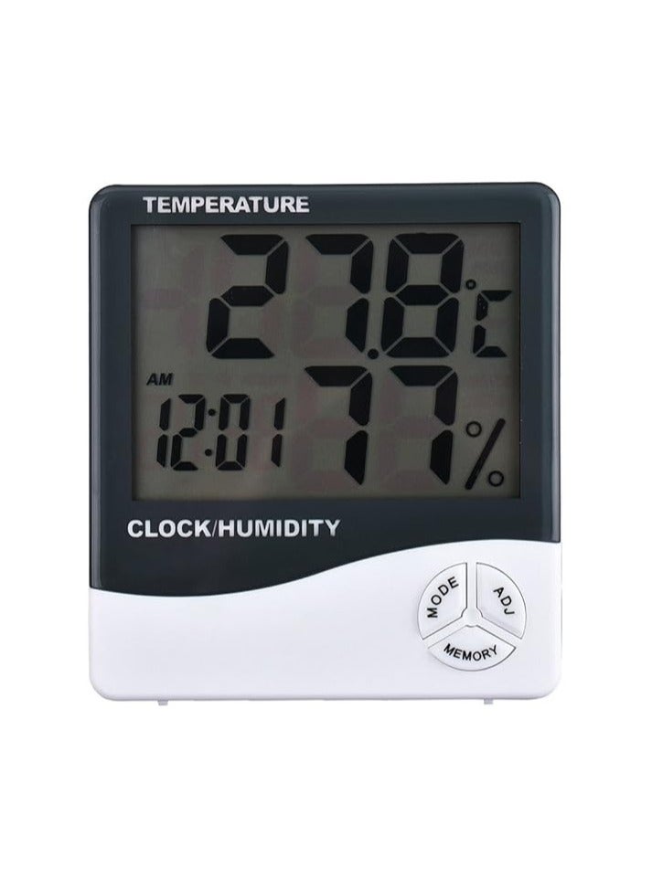 جهاز قياس الحرارة والرطوبة HTC-1 بشاشة LCD رقمية مع ساعة ومنبه داخلي وخارجي - Image 4