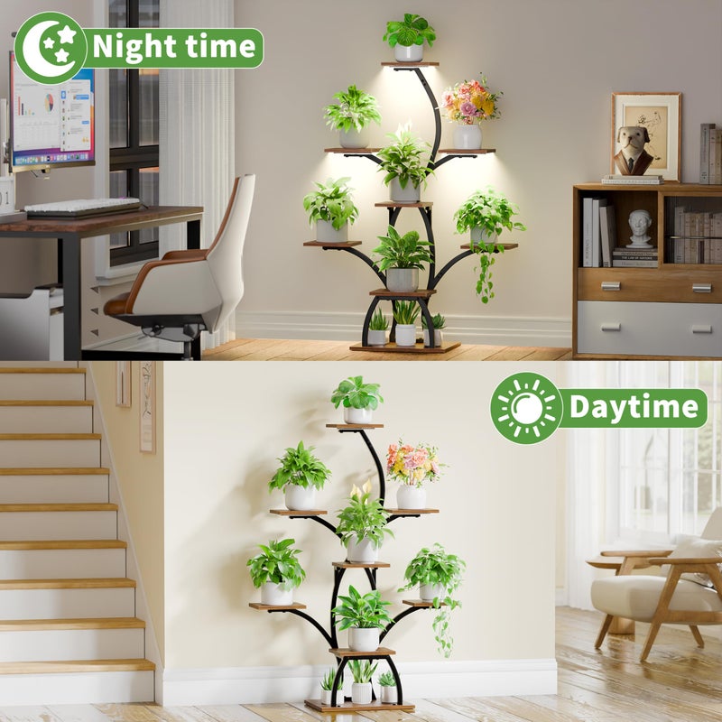 CODACE Plant Stand Indoor with Grow Lights, 6 Tiered Plant Shelf Indoor, 50" Corner Plant Stands for Indoor Plants, Lighted Tree-Shaped Plant Holder, Tall Flower Display Rack for Living Room - Image 2