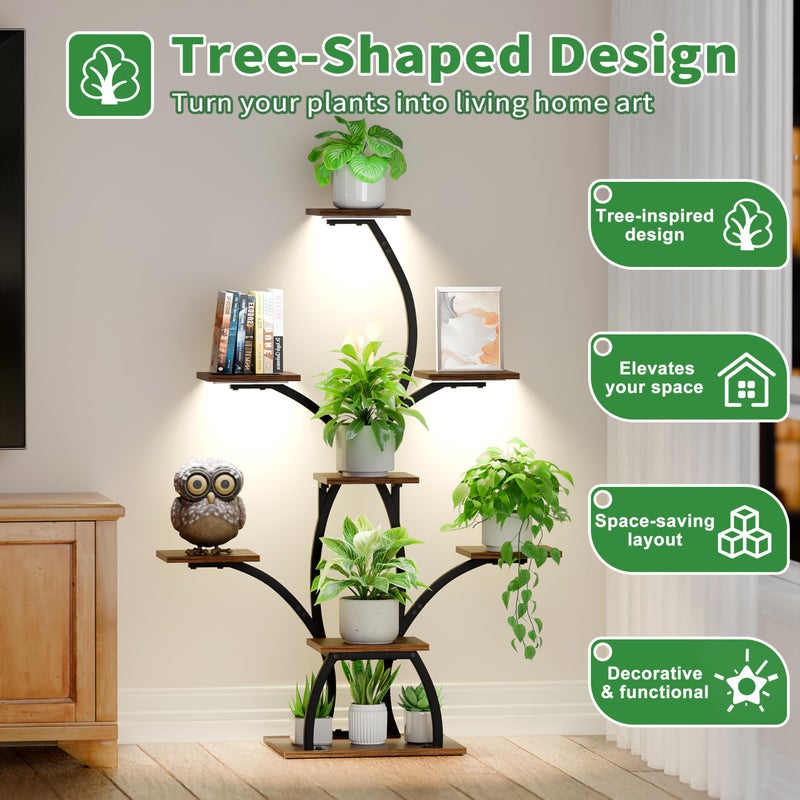 CODACE Plant Stand Indoor with Grow Lights, 6 Tiered Plant Shelf Indoor, 50" Corner Plant Stands for Indoor Plants, Lighted Tree-Shaped Plant Holder, Tall Flower Display Rack for Living Room - Image 5