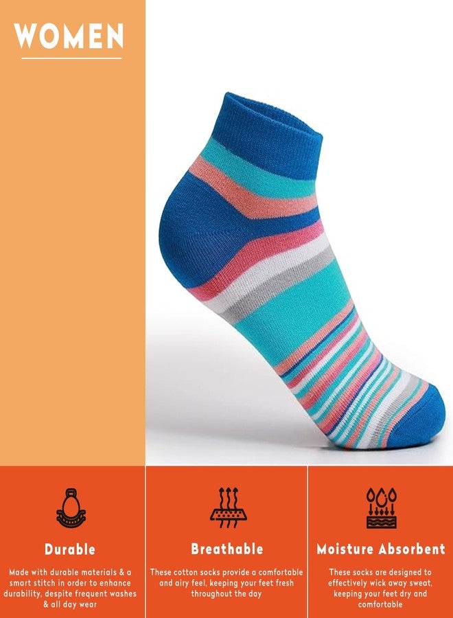 Supersox Ankle Socks For Women Made With Premium Cotton. Stylish Striped Design With Extra Softness, Anti Odour & Anti Bacterial - Free Size, Multicolor (Ankle Length) - Image 4