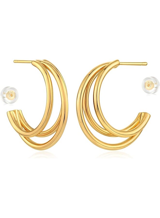 Mevecco Women Huggie Earrings Gold Hoop 14K Gold Filled Small Simple Handmade Hypoallergenic Everyday Jewelry - Image 1