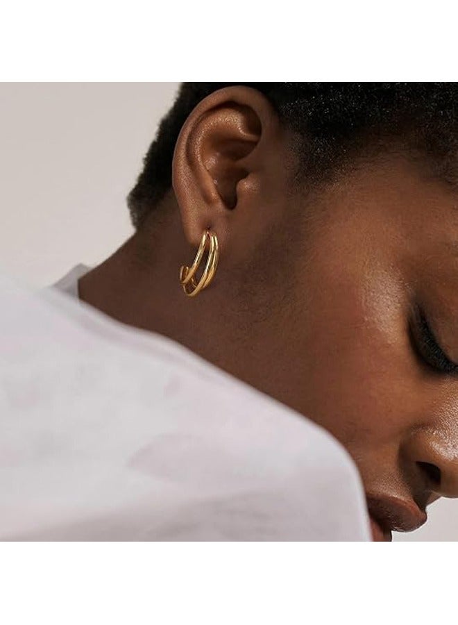 Mevecco Women Huggie Earrings Gold Hoop 14K Gold Filled Small Simple Handmade Hypoallergenic Everyday Jewelry - Image 2