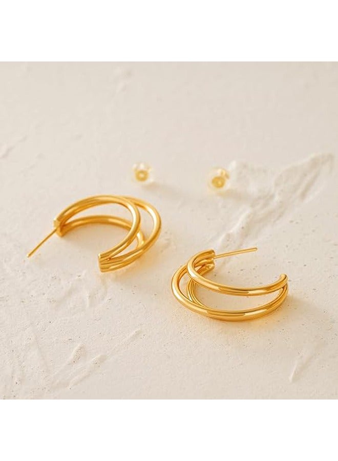 Mevecco Women Huggie Earrings Gold Hoop 14K Gold Filled Small Simple Handmade Hypoallergenic Everyday Jewelry - Image 5