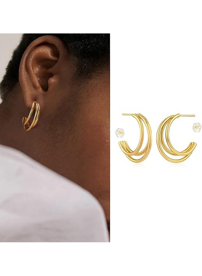 Mevecco Women Huggie Earrings Gold Hoop 14K Gold Filled Small Simple Handmade Hypoallergenic Everyday Jewelry - Image 3
