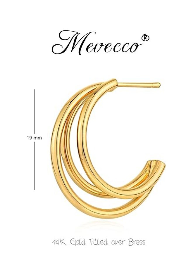Mevecco Women Huggie Earrings Gold Hoop 14K Gold Filled Small Simple Handmade Hypoallergenic Everyday Jewelry - Image 4